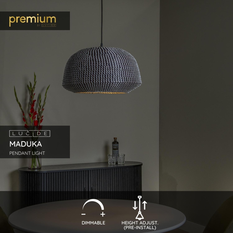 Lucide MADUKA - Závesné svietidlo - 1xE27 - Čierne